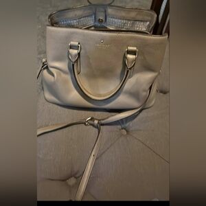 kate spade taupe leather satchel with detachable strap
